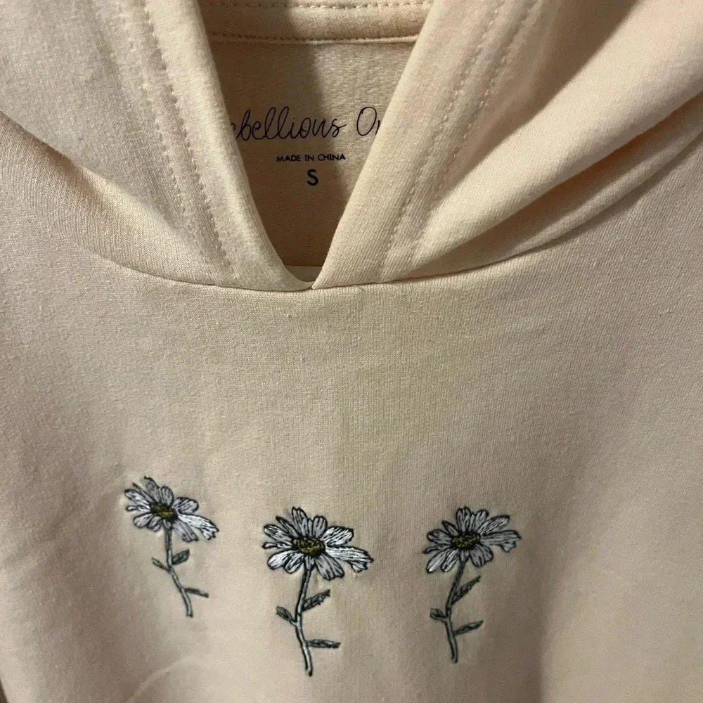 Rebellious One Hoodie with Daisies - Size Small - Picture 3 of 3